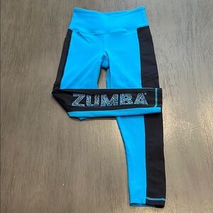 Zumba Fitness Blue and Black cropped leggings with pockets